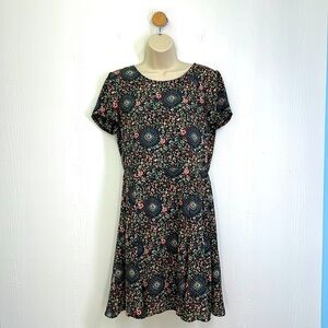 J. Crew - Blue & Pink Floral Short Sleeve Flutter Shift Dress Size 6